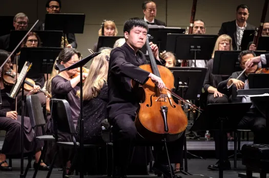 Orchestra rehearsal or performance view