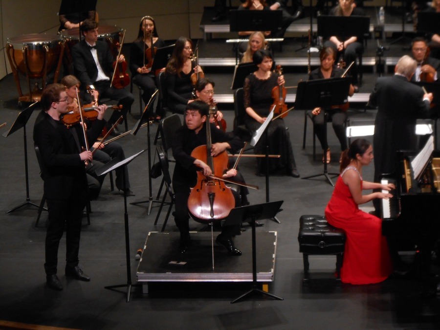 Poway Symphony Orchestra gathered on stage before a performance